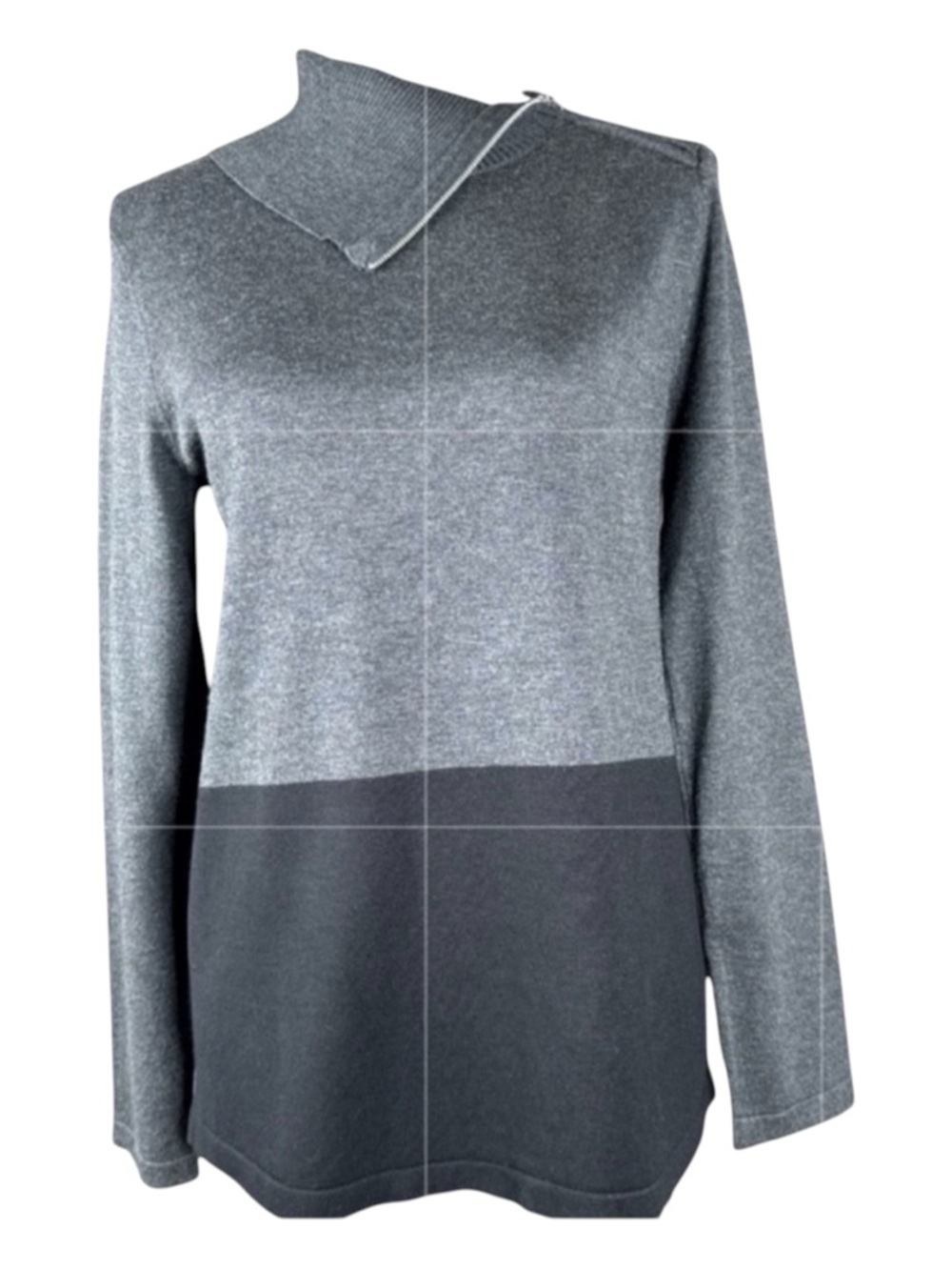 INVESTMENTS Long Sleeve Black & Gray Turtleneck Sweater, Size S.